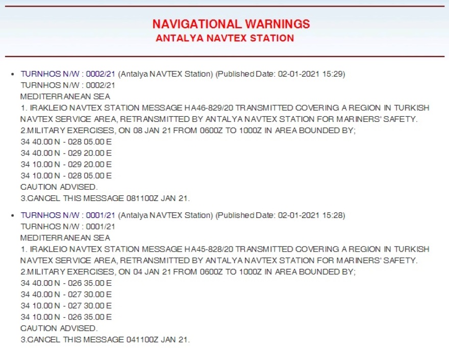Προκαλούν ξανά οι Τούρκοι: Αμφισβητούν με νέες Navtex την ελληνική αρμοδιότητα στα ΝΑ της Κρήτης