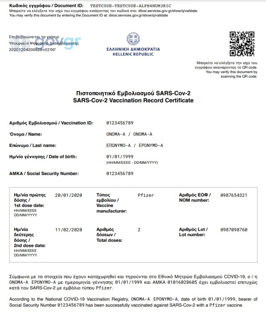 Εμβόλιο για τον κορωνοϊό: Το (ψηφιακό) πιστοποιητικό που θα λαμβάνει ο πολίτης μετά τον εμβολιασμό
