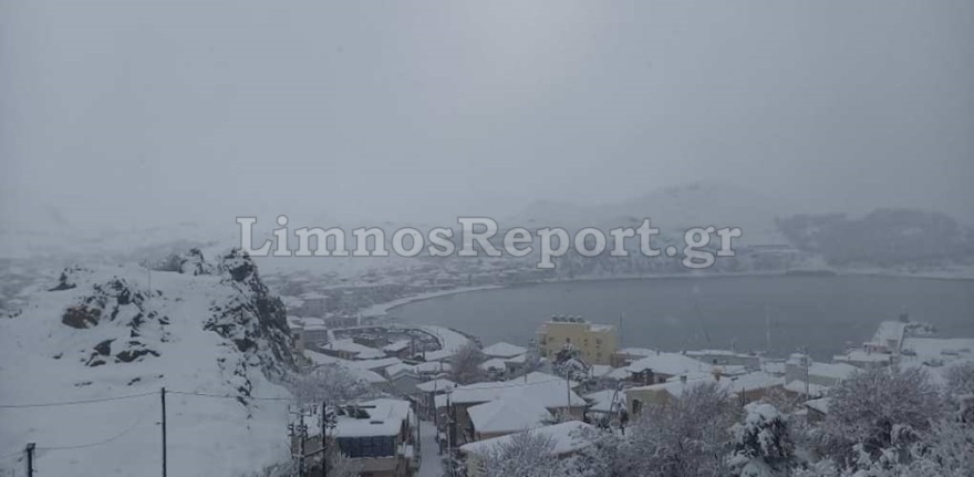 Κακοκαιρία «Λέανδρος»: Εγκλωβισμοί και πτώσεις δέντρων από τον χιονιά στη Λήμνο