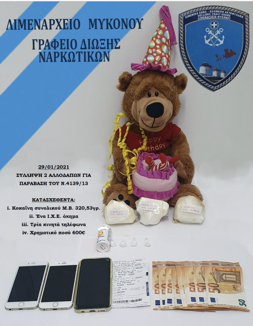 Μύκονος: Ζευγάρι εμπόρων ναρκωτικών μετέφερε κόκα μέσα σε λούτρινα κουκλάκια 