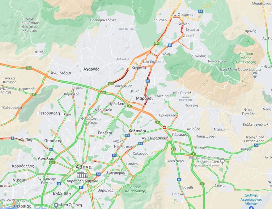 Κίνηση: Κλειστή η λεωφόρος Κηφισού - Μεγάλα προβλήματα στη λεωφόρο Κηφισίας 