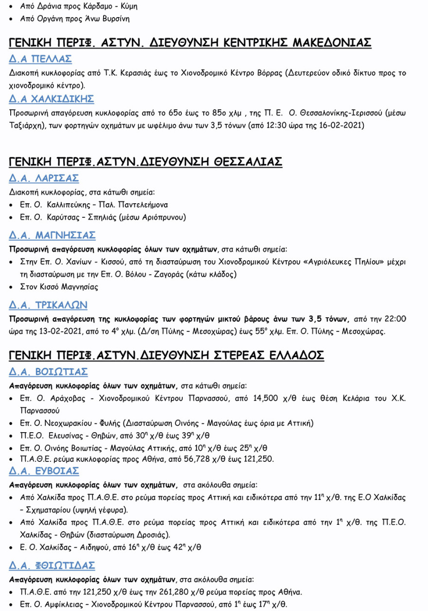 Κακοκαιρία «Μήδεια»: Δείτε ποιοι δρόμοι είναι κλειστοί 