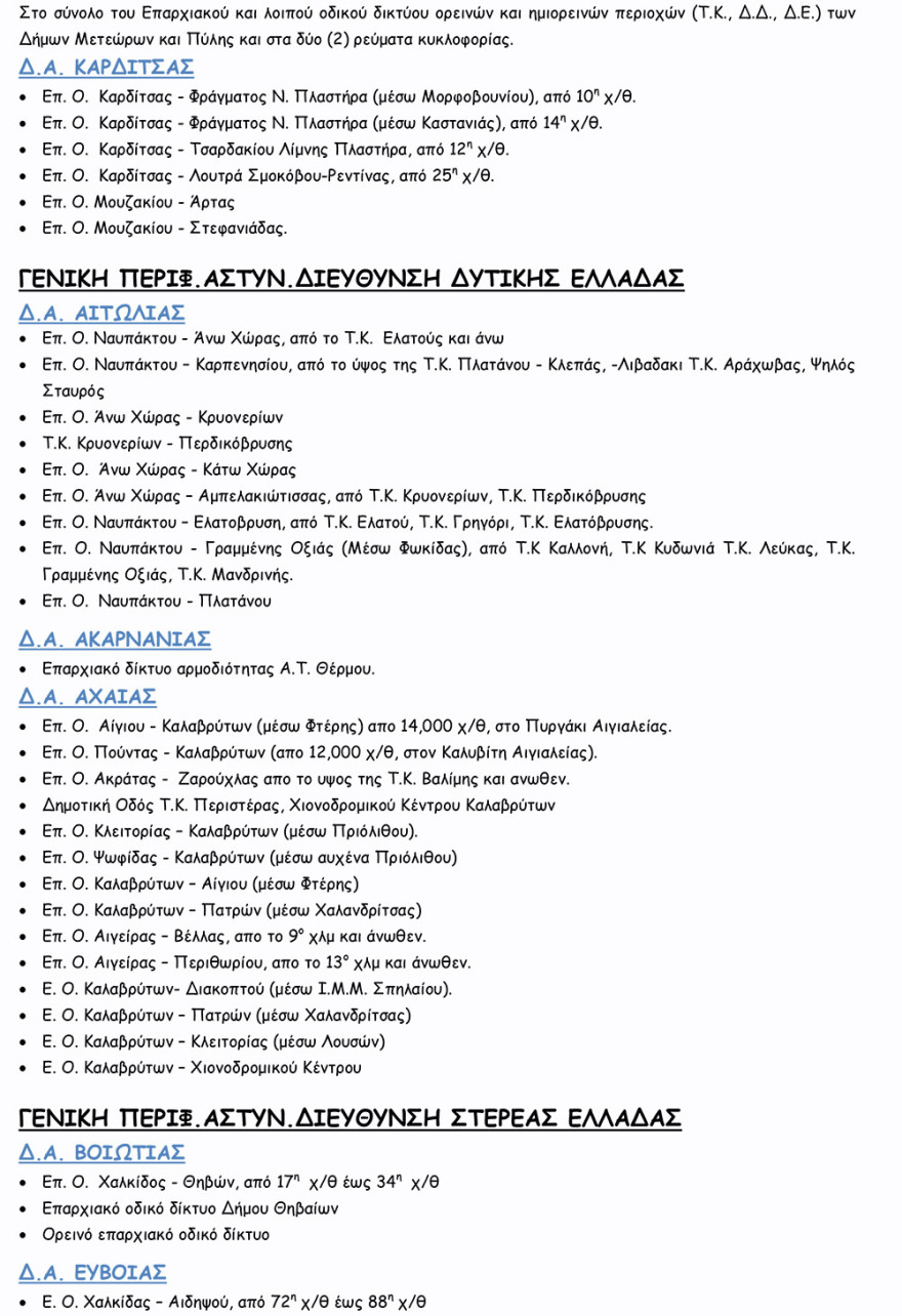 Κακοκαιρία «Μήδεια»: Δείτε ποιοι δρόμοι είναι κλειστοί 