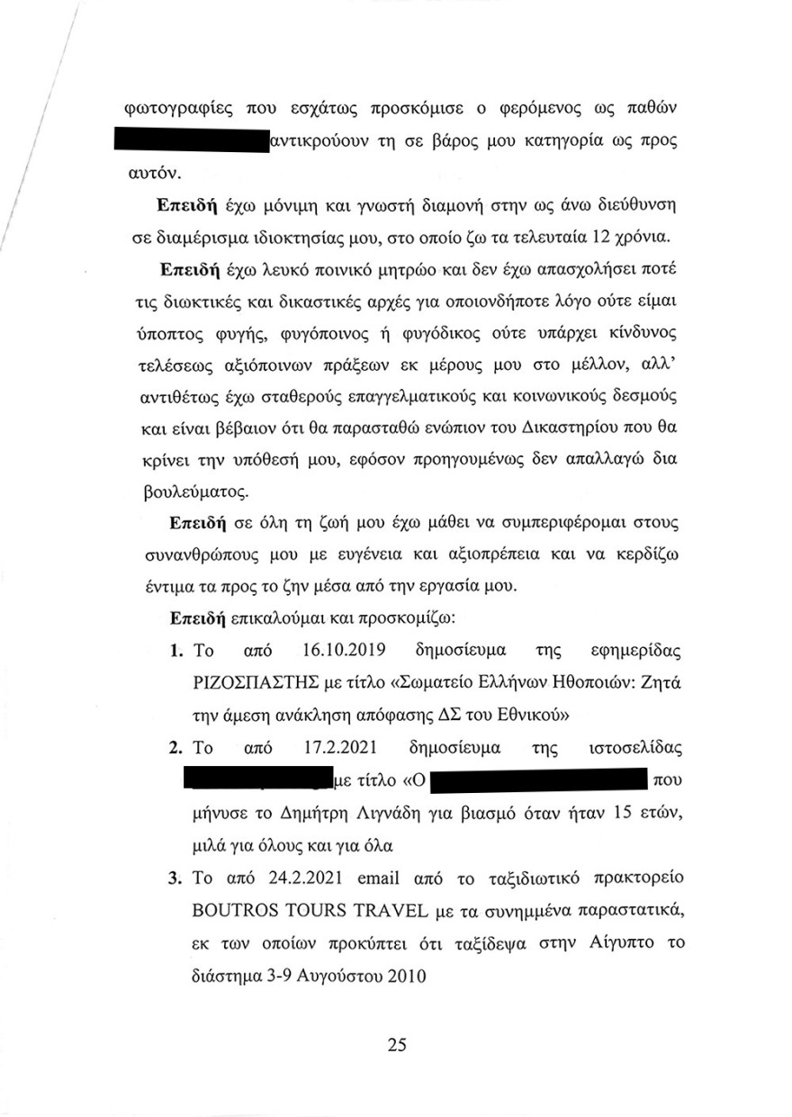 Διαβάστε το υπόμνημα Λιγνάδη στην ανακρίτρια - Τι ισχυρίζεται για την παιδεραστία