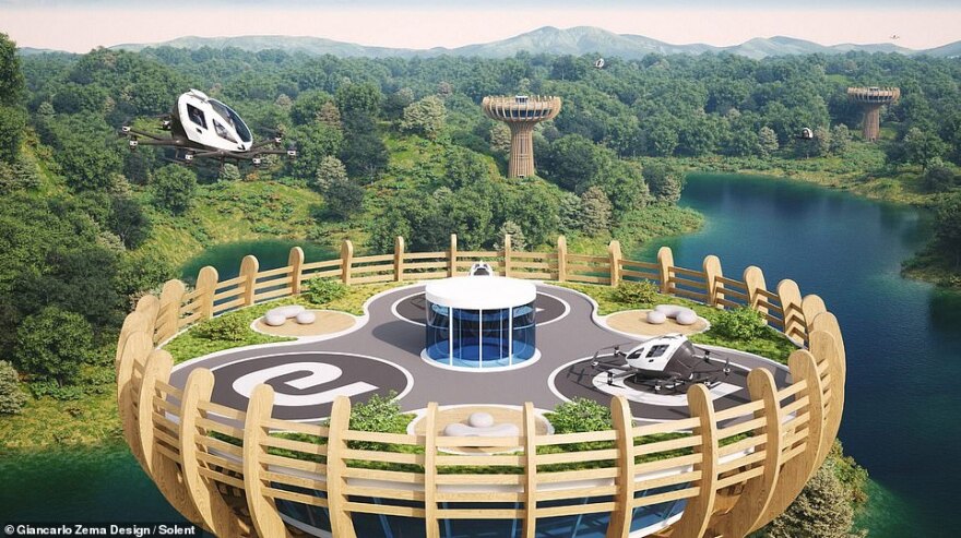 Το απόλυτo φουτουριστικό σκηνικό στην Ιταλία: Εστιατόρια σε πύργους και ιπτάμενα ταξί για τους τουρίστες - Φωτογραφίες