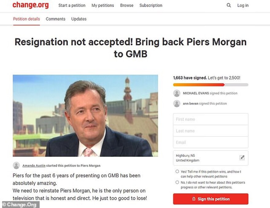 Συλλογή υπογραφών για να επιστρέψει ο Πιρς Μόργκαν στην τηλεόραση - Ξεπέρασαν τις 360.000