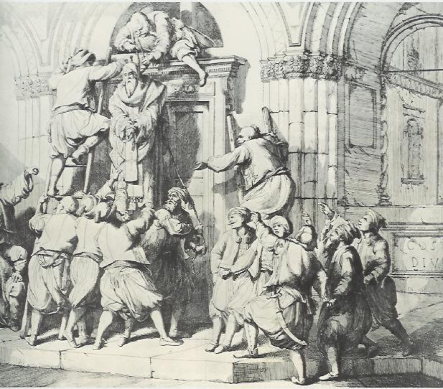 Ο απαγχονισμός του Γρηγορίου Ε’ από τους Τούρκους