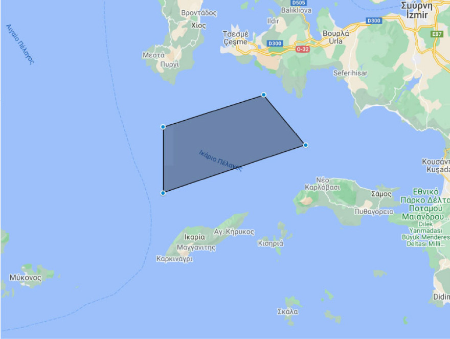 Τουρκική navtex για άσκηση με πραγματικά πυρά ανάμεσα από Χίο-Σάμο-Ικαρία