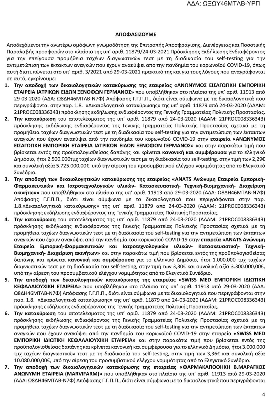 Self test: Οι πέντε εταιρείες που προκρίνονται για την προμήθειά τους 
