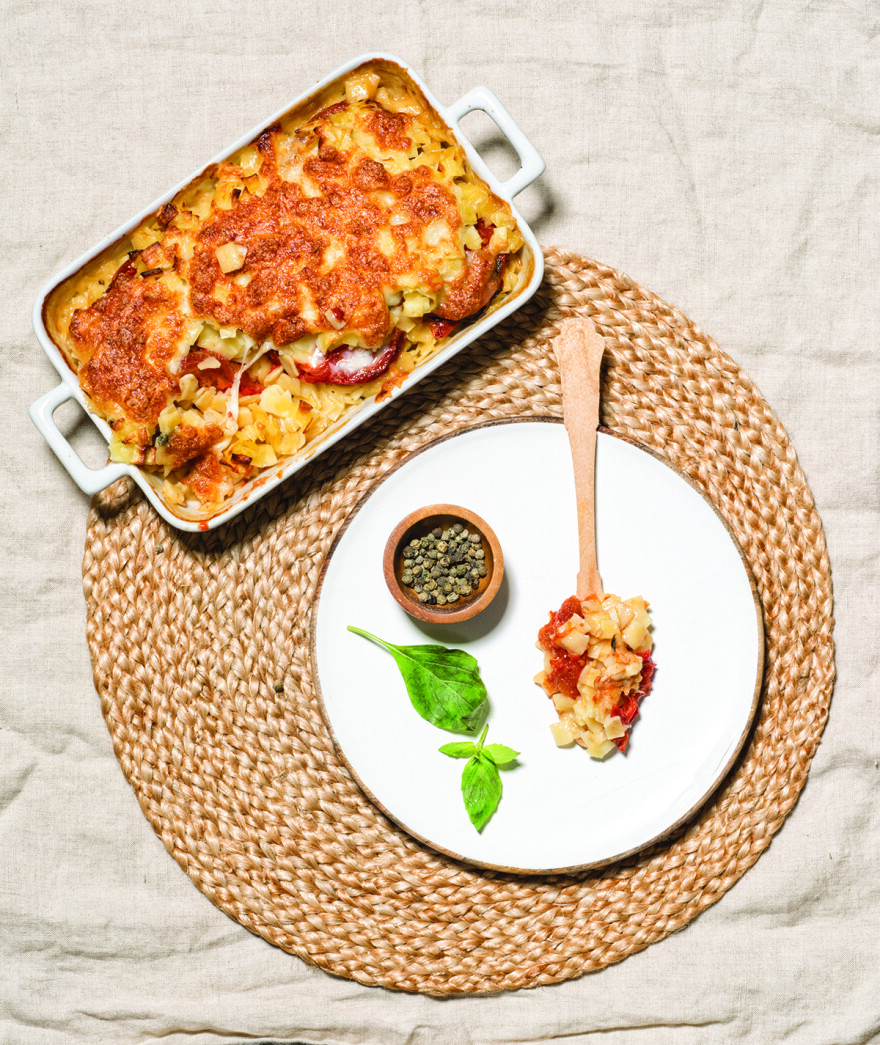 Σήμερα μαγειρεύουμε: Χυλοπίτες ογκρατέν με ψητές ντομάτες και μοτσαρέλα