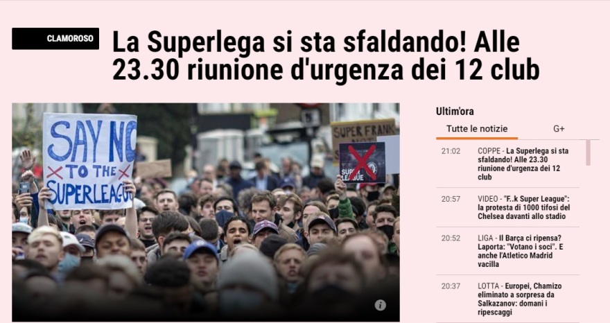 «Ντόμινο» αποχωρήσεων από την ESL: Φεύγουν Τσέλσι, Σίτι, Άρσεναλ - Ακολουθούν Μπάρτσα, Ατλέτικο - Παραιτήθηκε ο Ανιέλι από τη Γιουβέντους