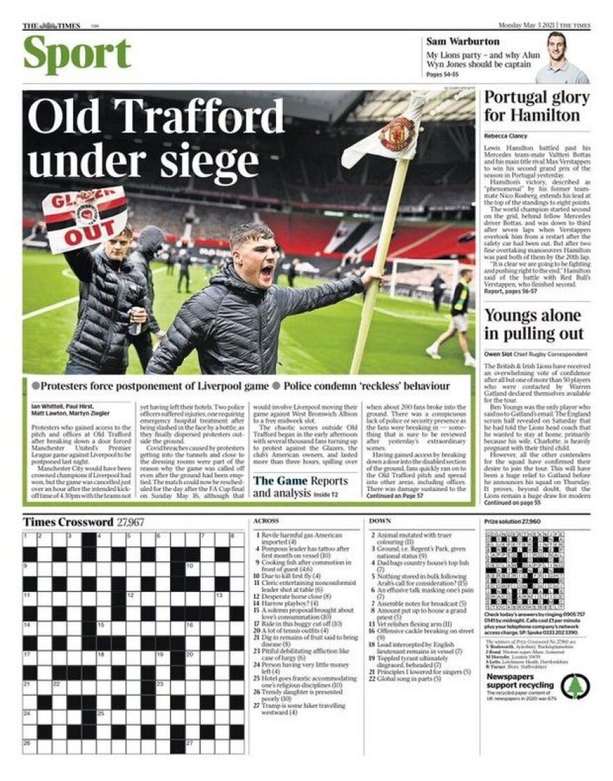 Αγγλικά ΜΜΕ για την εισβολή στο «Ολντ Τράφορντ»: Από «πολιορκία» μέχρι «αναρχία»