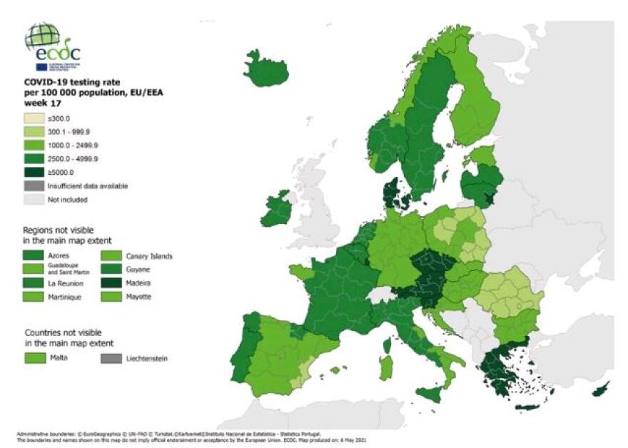 Κορωνοϊός - Χάρτης ECDC: «Πράσινη» η Ελλάδα στον δείκτη θετικότητας για τρίτη συνεχόμενη εβδομάδα