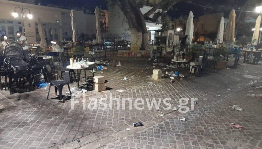 Lockdown - Κρήτη: «Βομβαρδισμένο» τοπίο κεντρική πλατεία στα Χανιά από τα κορωνοπάρτι