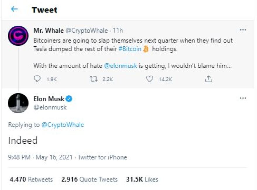 Bitcoin: Πώς «κατέρρευσε» η τιμή του σε λίγες ώρες με μία μόνο λέξη του Έλον Μασκ 