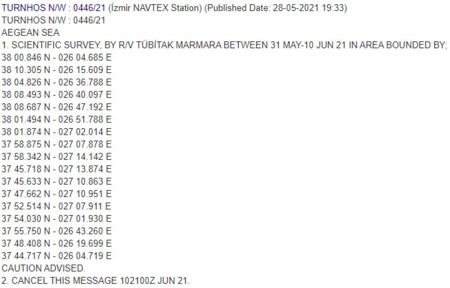 Τουρκία: Βγάζει ερευνητικό σκάφος στο Αιγαίο την ημέρα των επαφών Τσαβούσογλου στην Αθήνα