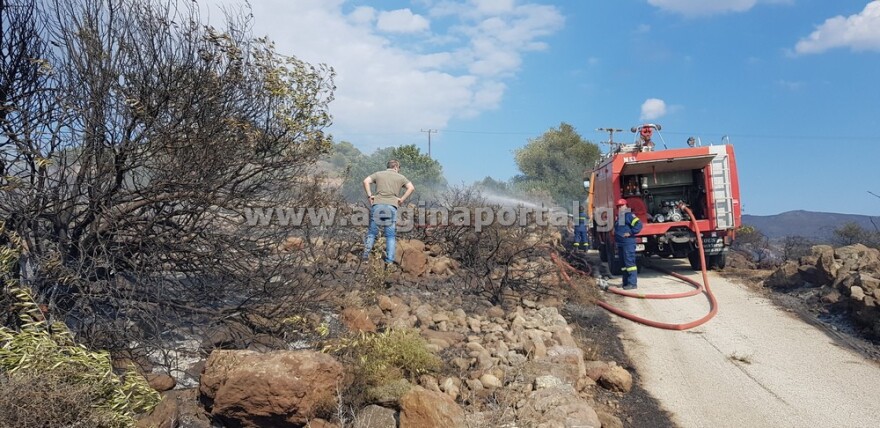 Υπό έλεγχο η φωτιά στον οικισμό Βροχεία της Αίγινας