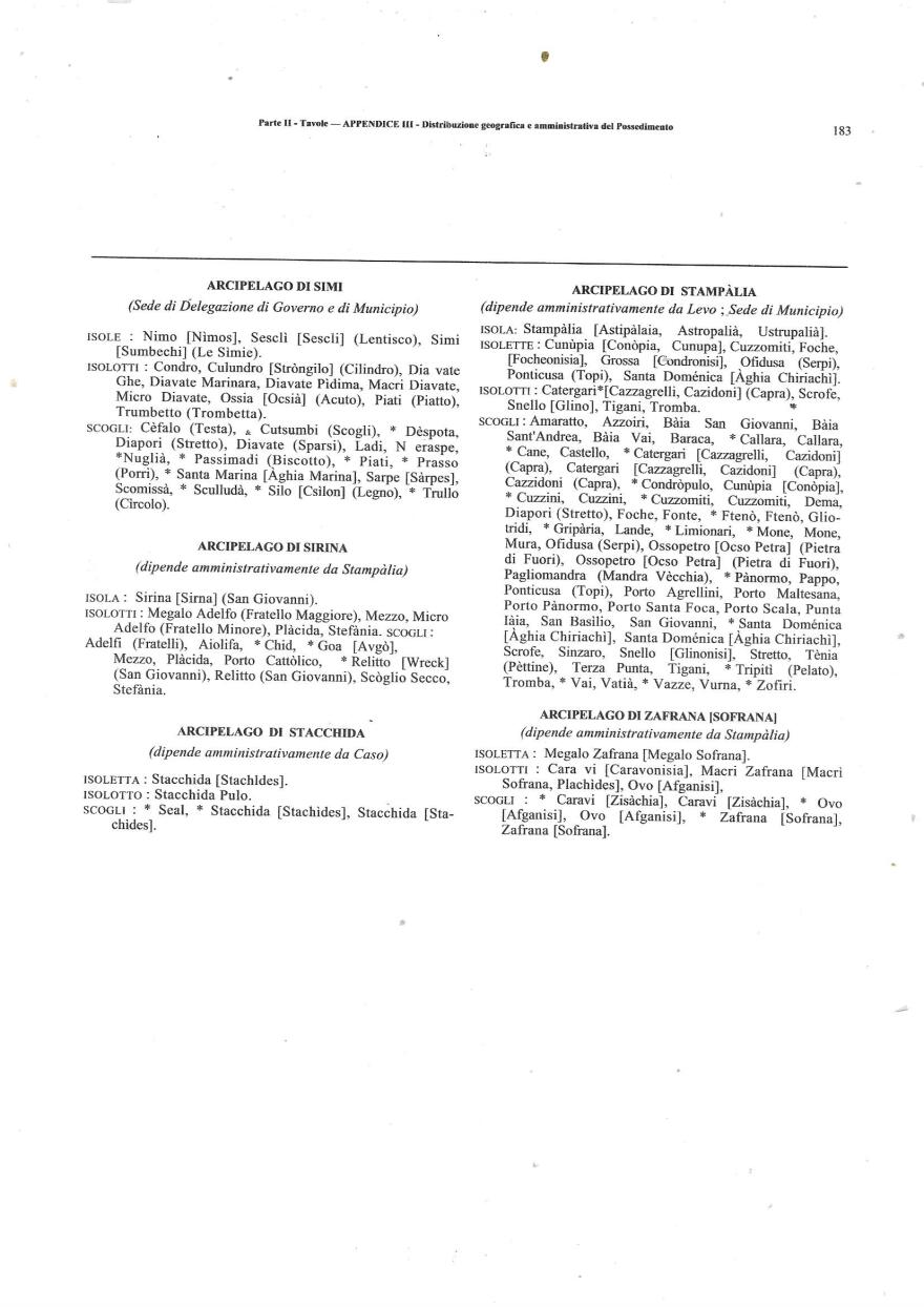 Δωδεκάνησα 2:Ο πλήρης κατάλογος με τα νησιά, νησίδες και βραχονησίδες των Δωδεκανήσων από το Ιταλικό Φ.Ε.Κ του 1936, που πέρασαν στην Ελλάδα το 1947