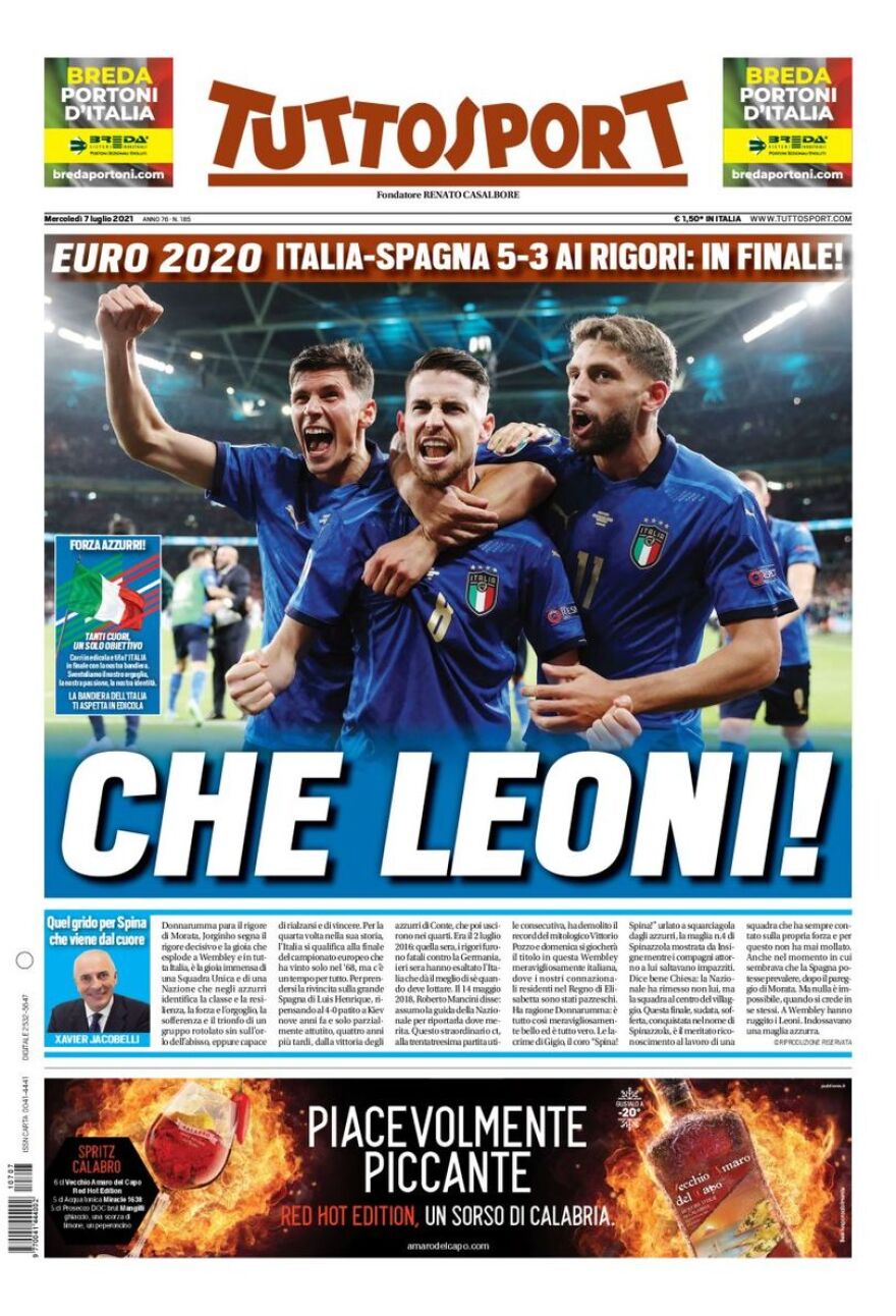 Euro 2020: Διθύραμβοι του ιταλικού Τύπου για τον άθλο των Ατζούρι - «Ο Θεός είναι Ιταλός»