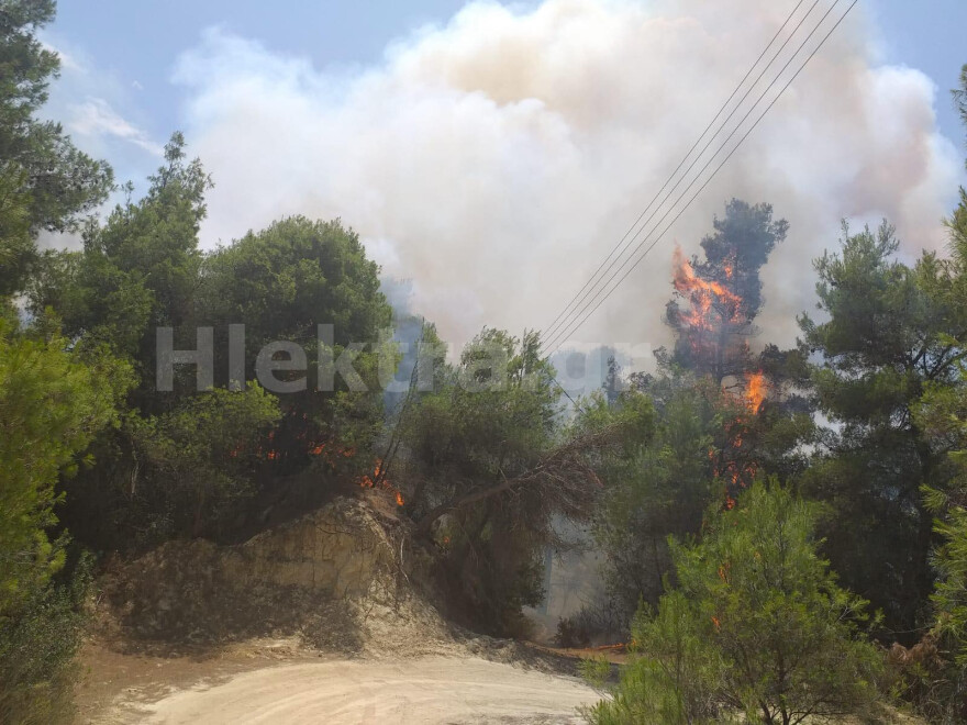 Μεγάλη φωτιά στο Καλέτζι Κορινθίας - Δείτε βίντεο