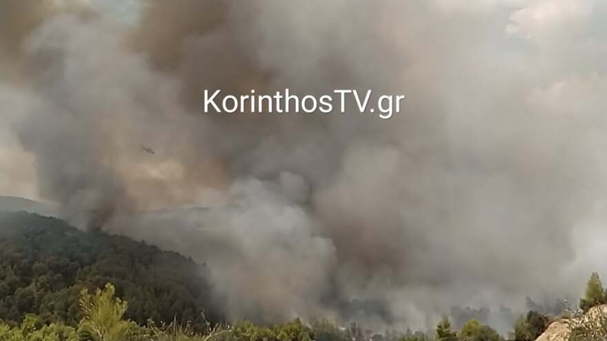 Μεγάλη φωτιά στο Καλέτζι Κορινθίας - Δείτε βίντεο