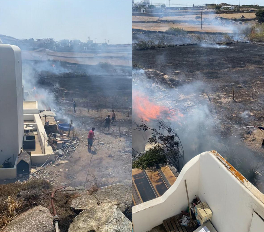 Φωτιά στη Μύκονο: Οι φλόγες σε αυλή βίλας - Δείτε βίντεο