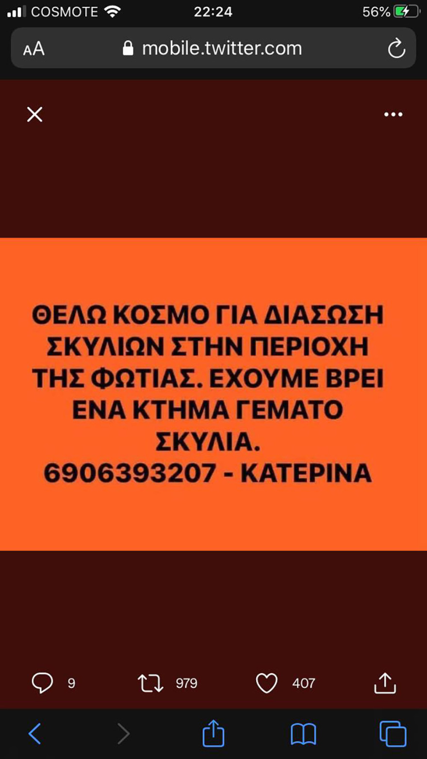 Φωτιά στη Βαρυμπόμπη: Απεγνωσμένη έκκληση να σωθούν τα ζώα από τις φλόγες