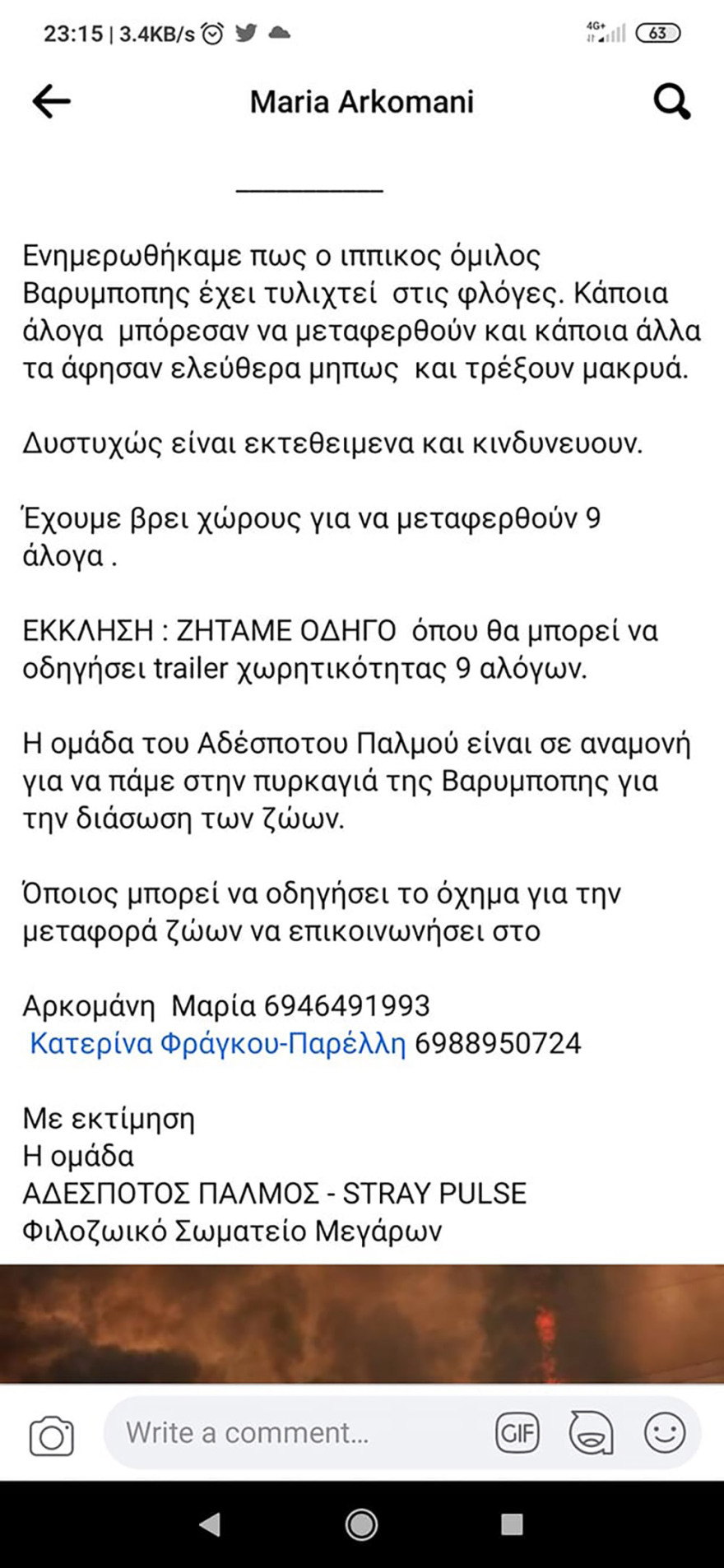Φωτιά στη Βαρυμπόμπη: Απεγνωσμένη έκκληση να σωθούν τα ζώα από τις φλόγες