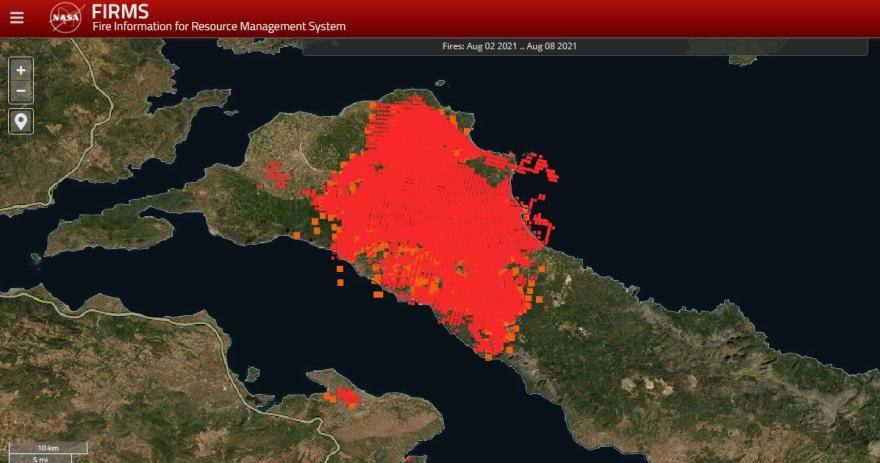 Φωτιά στην Εύβοια - Χάρτες NASA: Πώς επεκτάθηκε μέσα σε πέντε μέρες η καταστροφική φωτιά 