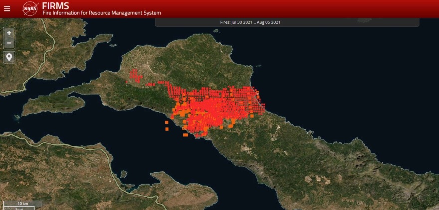 Φωτιά στην Εύβοια - Χάρτες NASA: Πώς επεκτάθηκε μέσα σε πέντε μέρες η καταστροφική φωτιά 