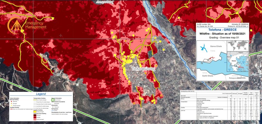 Φωτιά στη Φωκίδα - Κοπέρνικος: Ο χάρτης με τις καταστροφές στην Τολοφώνα