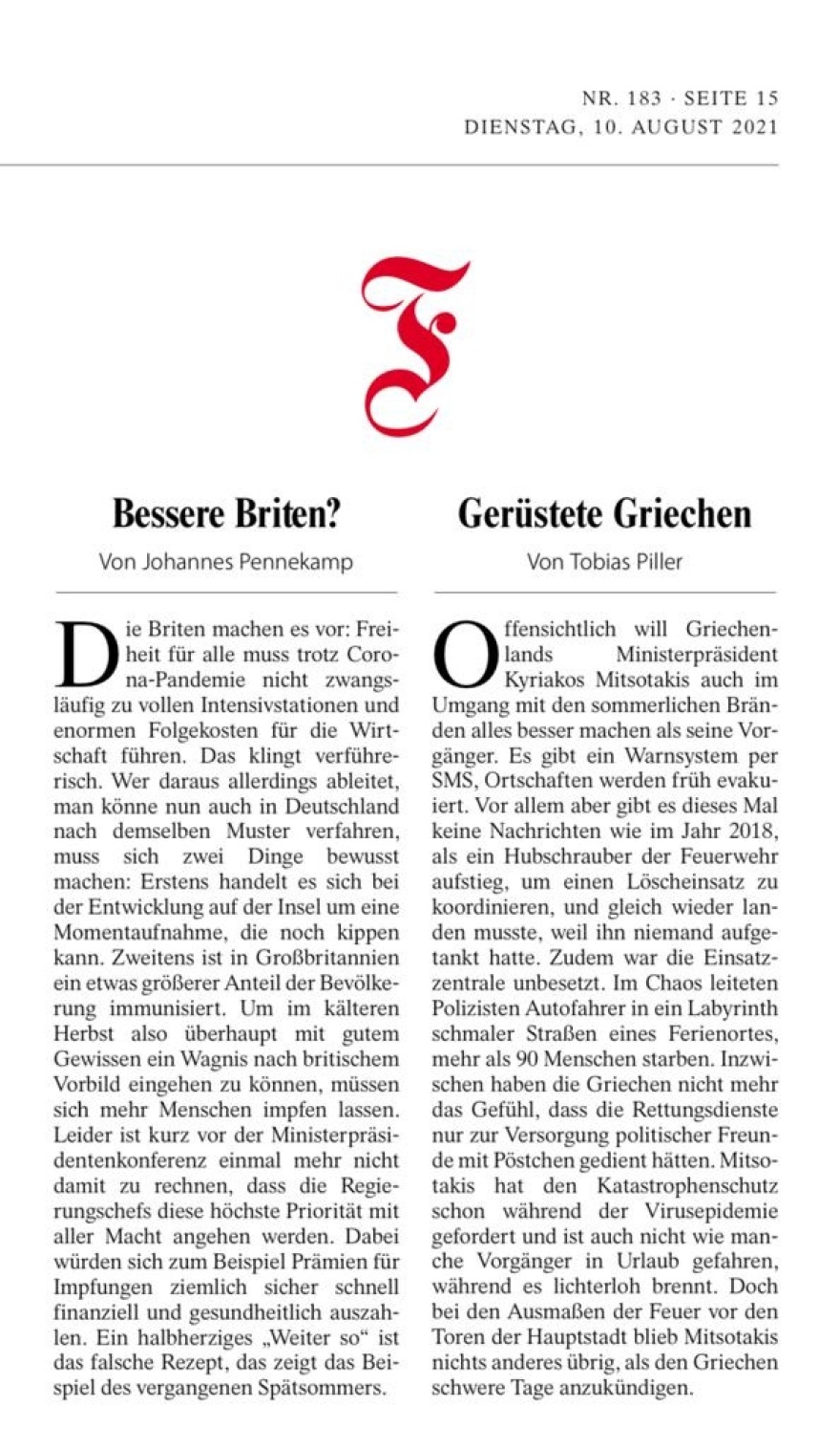 Η FAZ συγκρίνει το Μάτι με τις τελευταίες πυρκαγιές: Τότε υπήρξε χάος και χάθηκαν δεκάδες ανθρώπινες ζωές