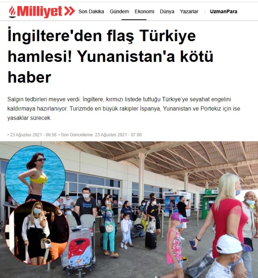 Κορωνοϊός - Μιλιέτ: «Βρετανοί τουρίστες στην Τουρκία - Άσχημα νέα για Ελλάδα»