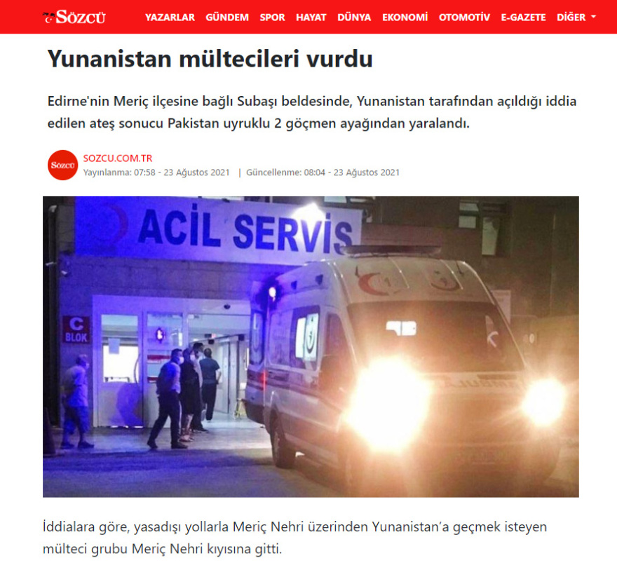 Ξαναρχίζει η τουρκική προπαγάνδα για τον Έβρο: Τώρα κάνουν λόγο για τραυματισμό Πακιστανών μεταναστών από δήθεν «ελληνικά» πυρά