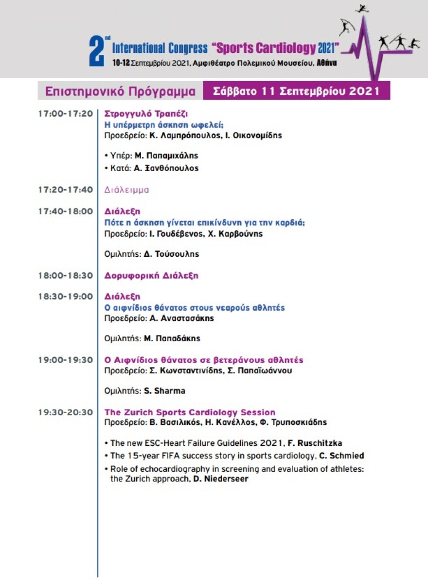 Sports Cardiology:  Διεθνές συνέδριο για τις καρδιακές παθήσεις στους αθλητές