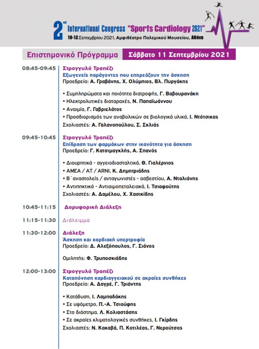 Sports Cardiology:  Διεθνές συνέδριο για τις καρδιακές παθήσεις στους αθλητές