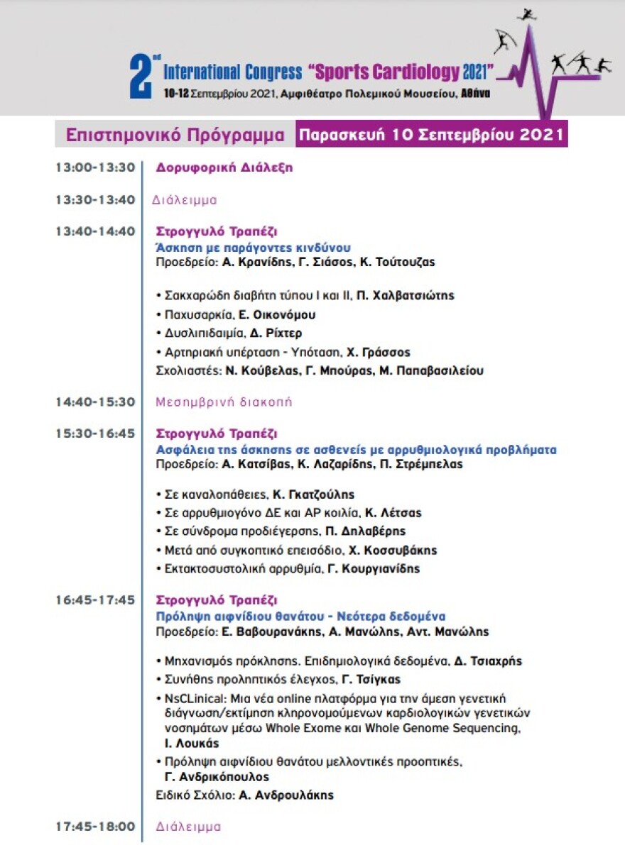 Sports Cardiology:  Διεθνές συνέδριο για τις καρδιακές παθήσεις στους αθλητές