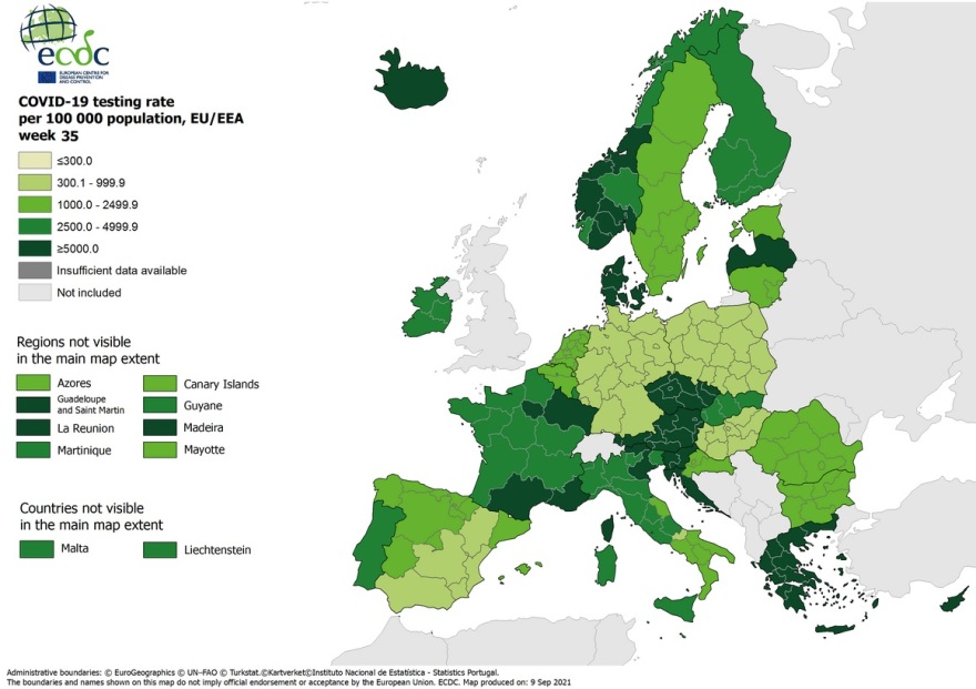 Κορωνοϊός - Χάρτης ECDC: Στο «πορτοκαλί» και «βαθύ κόκκινο» παραμένει η Ελλάδα