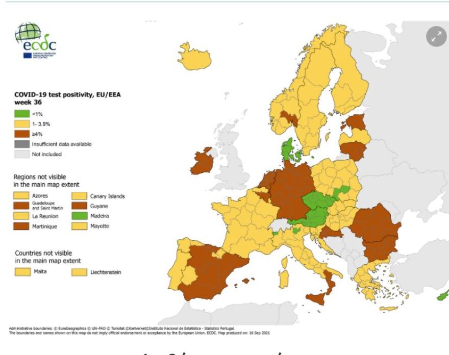 Κορωνοϊός - Χάρτης ECDC: Μικρή βελτίωση στην Ελλάδα - Στο «πορτοκαλί» όλη η χώρα