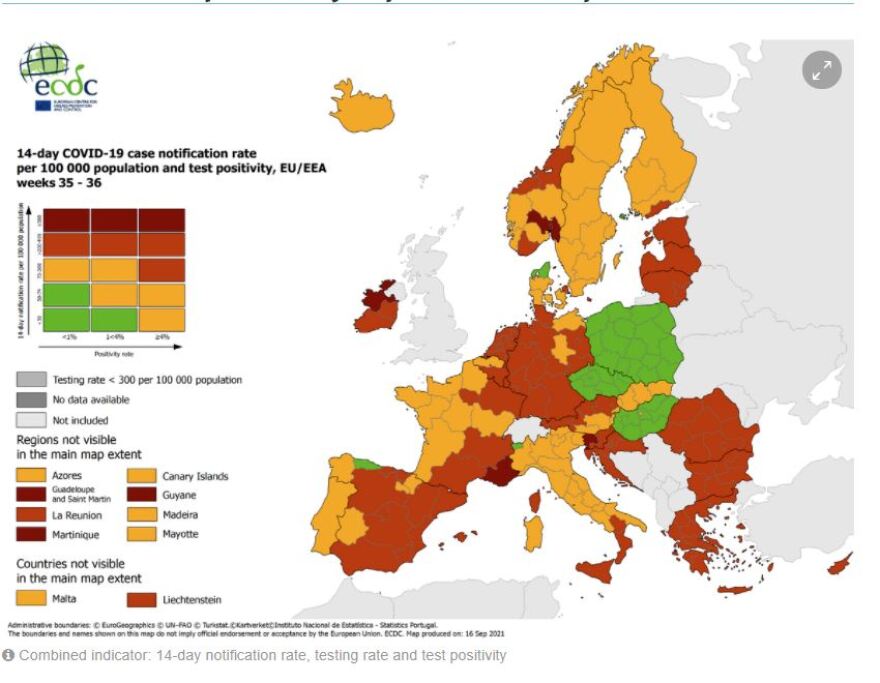 Κορωνοϊός - Χάρτης ECDC: Μικρή βελτίωση στην Ελλάδα - Στο «πορτοκαλί» όλη η χώρα