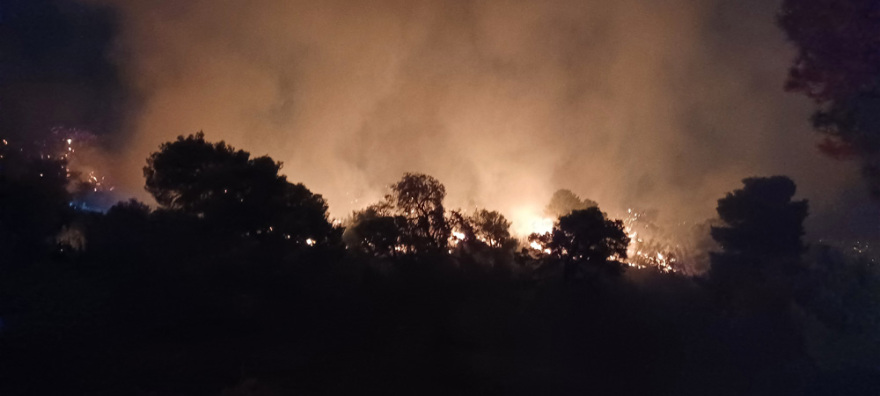 Φωτιά στη Νέα Μάκρη: Ολονύχτια μάχη με τις διάσπαρτες εστίες - Ζημιές σε σπίτια (βίντεο + φωτό)