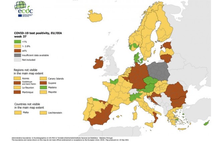 Κορωνοϊός - Χάρτης ECDC: Βελτίωση σε Αττική, Στερεά Ελλάδα, Εύβοια και ΒΑ Αιγαίο