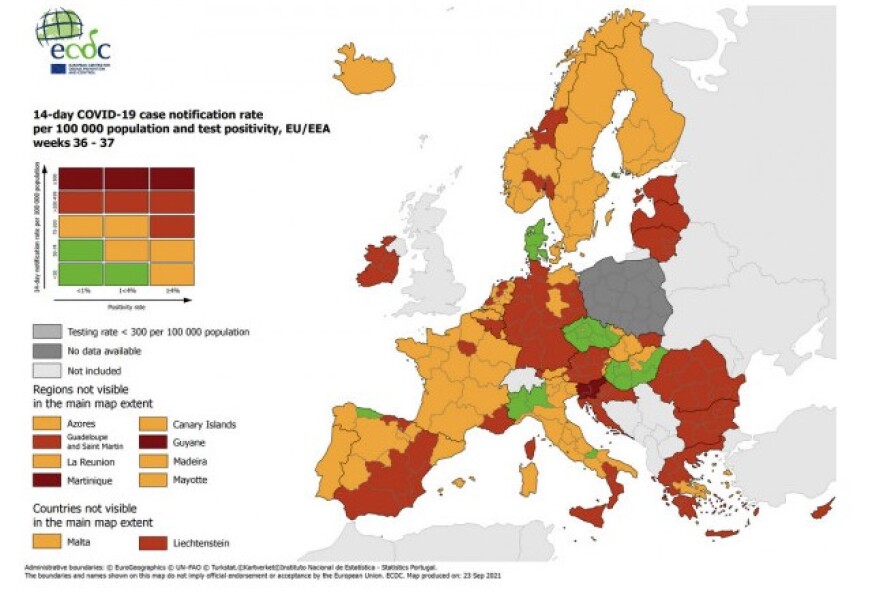 Κορωνοϊός - Χάρτης ECDC: Βελτίωση σε Αττική, Στερεά Ελλάδα, Εύβοια και ΒΑ Αιγαίο