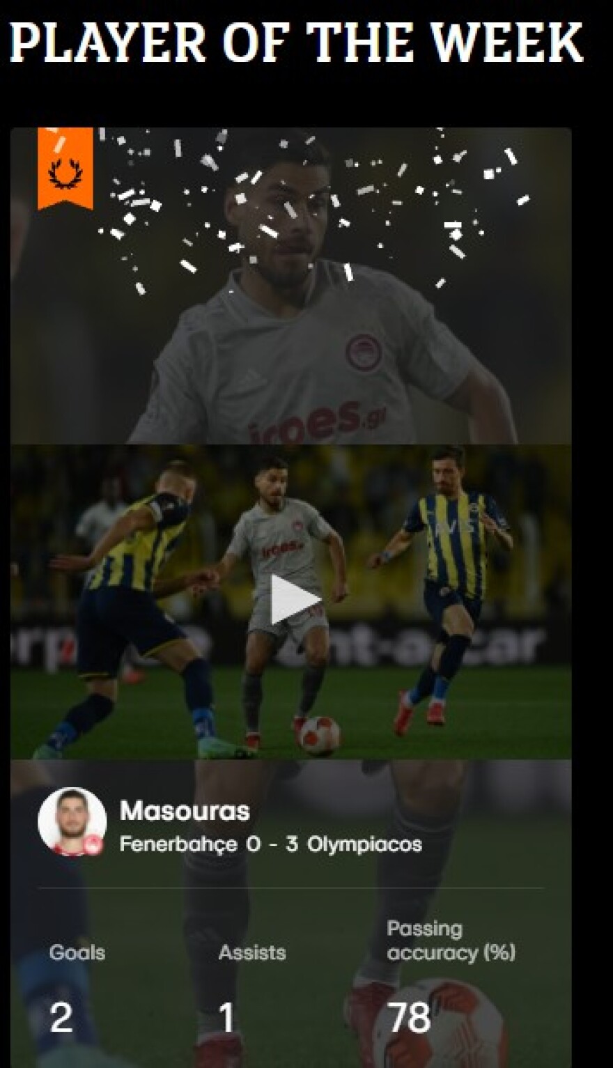 Ο Μασούρας αναδείχθηκε κορυφαίος παίκτης της 2ης αγωνιστικής του Europa League