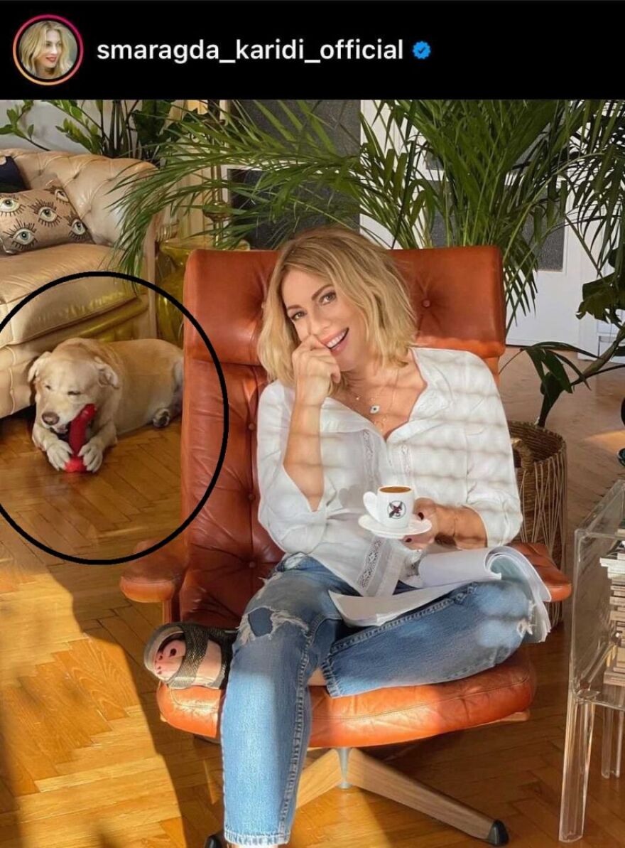 Η Σμαράγδα Καρύδη φωτογραφίζεται και ο σκύλος της παίζει... αλλά με τι; - Δείτε φωτογραφία
