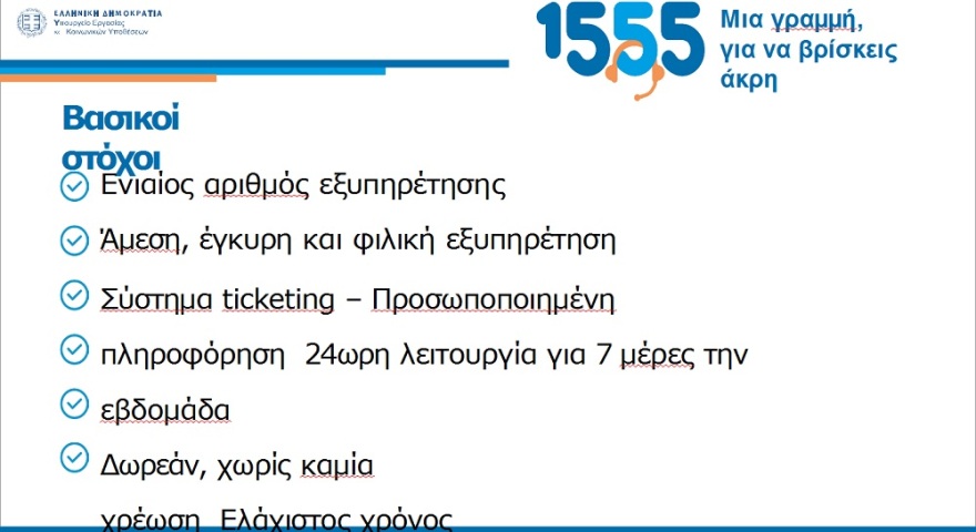 Χατζηδάκης: Σε πλήρη λειτουργία το 1555 για ασφαλισμένους, συνταξιούχους και εργαζομένους 