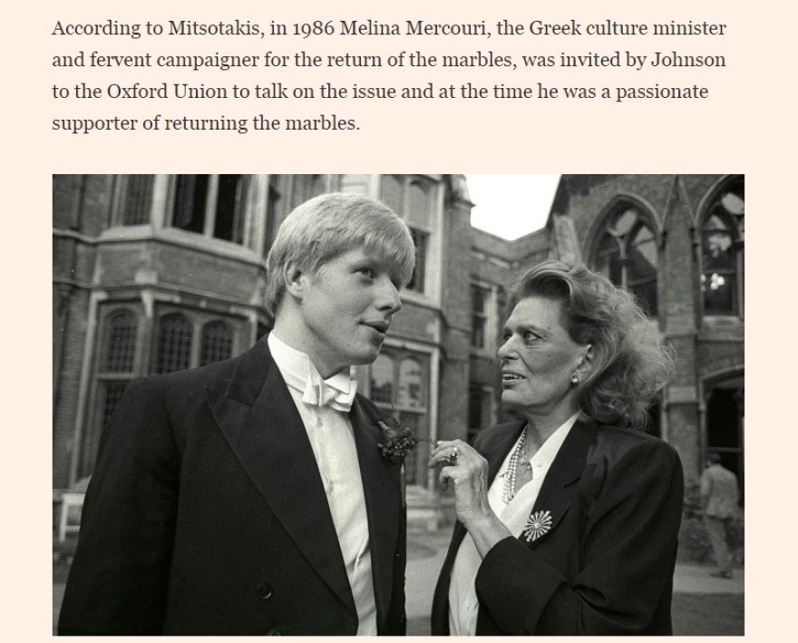 Financial Times: Όταν ο Μπόρις Τζόνσον υποστήριζε με πάθος των επιστροφή των Γλυπτών στην Ελλάδα
