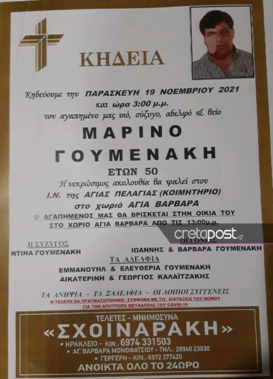 Οικογενειακή τραγωδία στην Κρήτη: Ανείπωτη θλίψη για τον 16χρονο Χρήστο και τον 50χρονο Μαρίνο που «έσβησαν» στη δεξαμενή