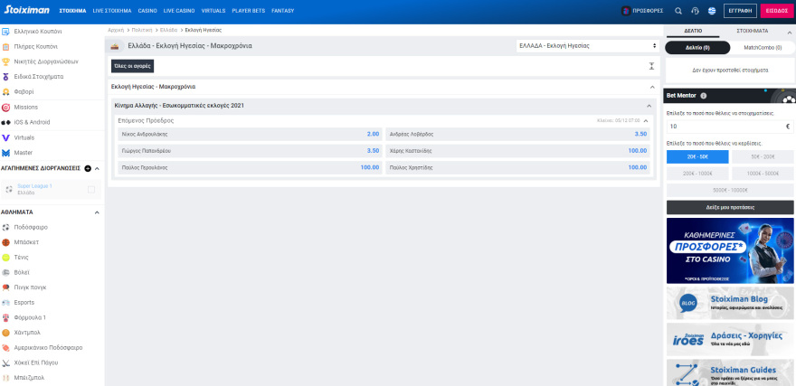 Οι στοιχηματικές αποδόσεις για τους υποψήφιους αρχηγούς του ΚΙΝΑΛ