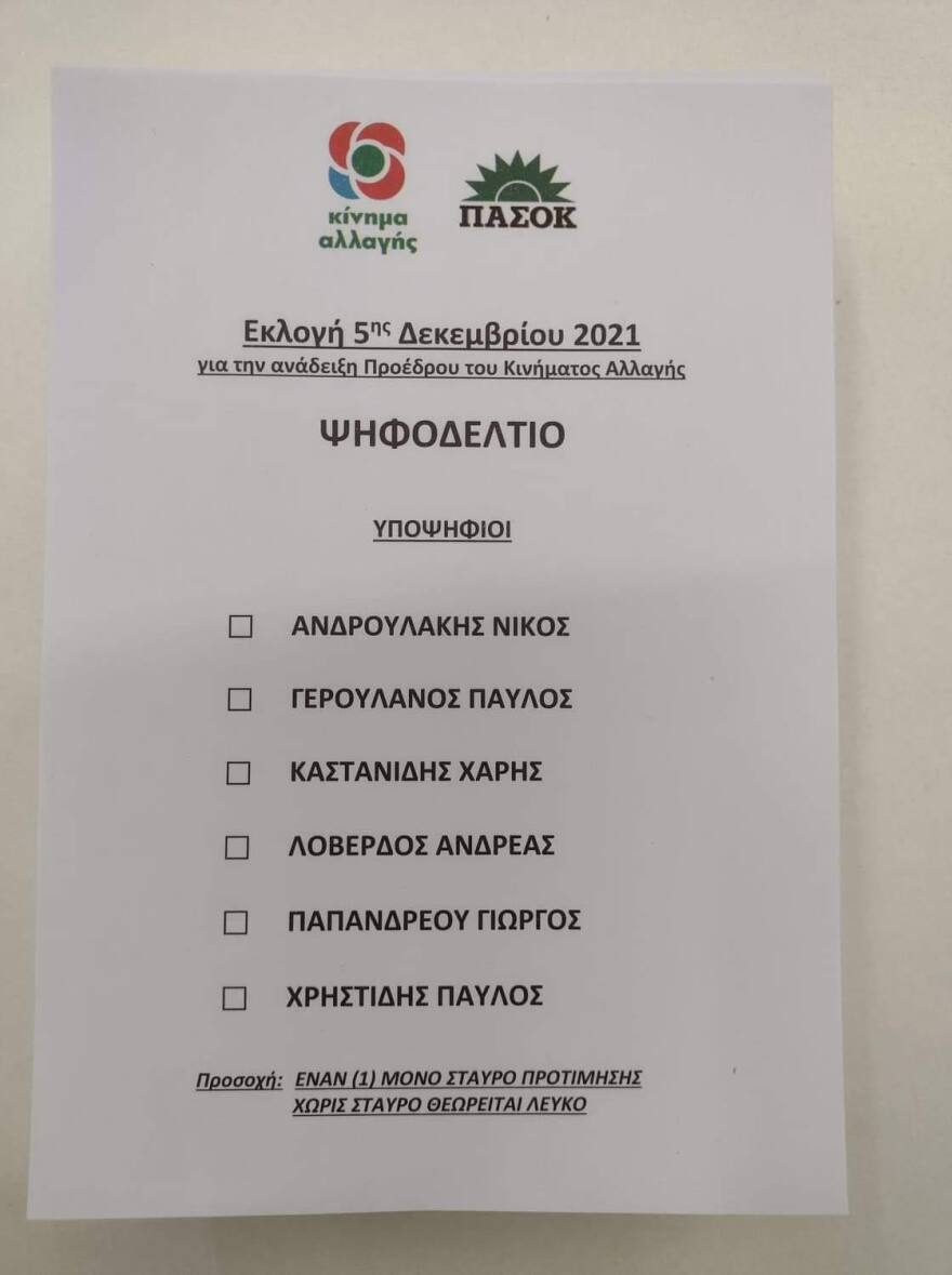 Αυτό είναι το ψηφοδέλτιο με τους υποψηφίους για την ηγεσία του ΚΙΝΑΛ